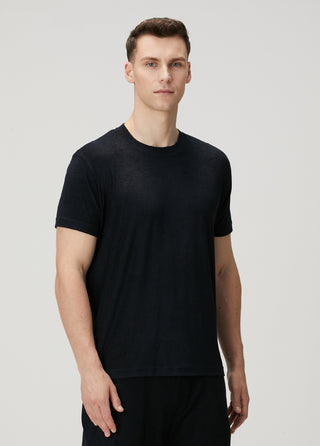 Qsimple Havlu Luxe Touch™ – Muscle Up Fit Koyu Lacivert Towelling Tişört SIMPLEQLOTH