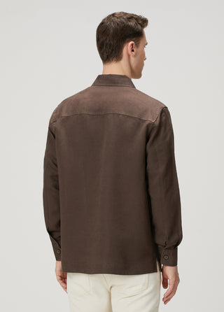 Qsimple Premium Keten-Lyocell Karışımı Kahverengi Ceket SIMPLEQLOTH