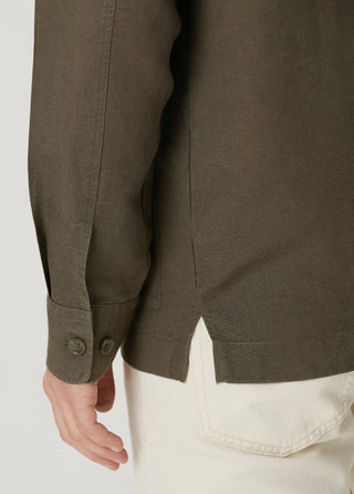 Qsimple Premium Keten-Lyocell Karışımı Haki Ceket SIMPLEQLOTH