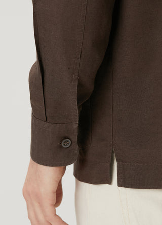 Qsimple Premium Keten-Lyocell Karışımı Kahverengi Ceket SIMPLEQLOTH