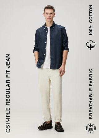 Qsimple Regular Fit Beige Jean SIMPLEQLOTH