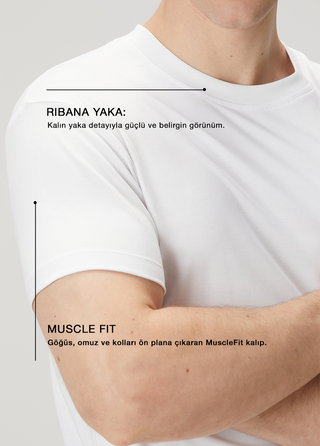 Copenhagen | Premium Interlok Qsimple Muscle Up Fit Tişört – Beyaz SIMPLEQLOTH