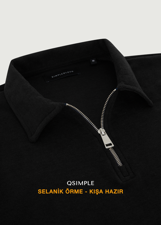 St. Moritz | Polo Yarım Fermuarlı Sweatshirt – Siyah My Store