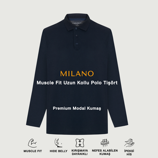 Milano Polo: Çok Satan Muscle Fit Premium’un Uzun Kollu ve Polo Yaka Versiyonu - SIMPLEQLOTH