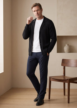 Galatia | Rayon Polo Yaka Triko Hibrit 4 Mevsim Hırka - Siyah SIMPLEQLOTH