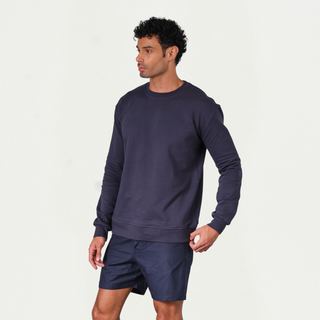 Erkek Antrasit Organik Pamuklu Bisiklet Yaka Oversize Sweatshirt