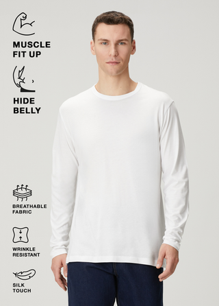 Siena | Uzun Kollu – Qsimple Muscle Fit Bisiklet Yaka Tişört - Beyaz My Store