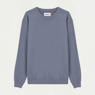 Erkek Gri Organik Pamuklu Bisiklet Yaka Oversize Sweatshirt