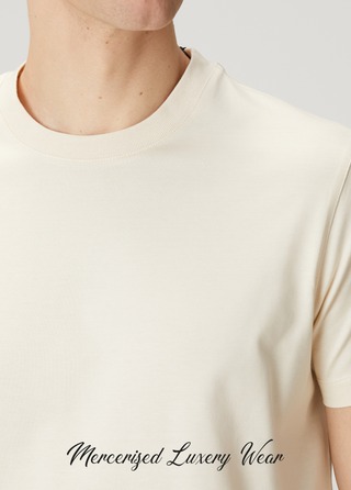 Paris | Lüks Merserize Pamuk Tişört Qsimple Muscle Up Fit-Bej SIMPLEQLOTH
