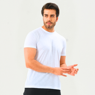 Qsimple Flamlı Muscle Up Fit Modal Bisiklet Yaka Erkek T-shirt