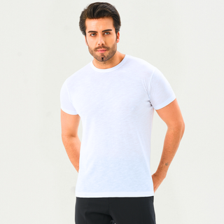Qsimple Flamlı Muscle Up Fit Modal Bisiklet Yaka Erkek T-shirt