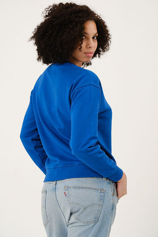Qsimple Healthy Freak Sax Blue Sweatshirt 100% Organic Cotton