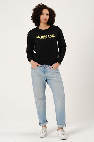 Qsimple  Be Organic Black Sweatshirt %100 Organic Cotton