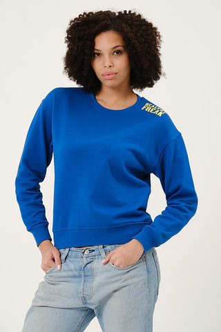 Qsimple Healthy Freak Sax Blue Sweatshirt 100% Organic Cotton