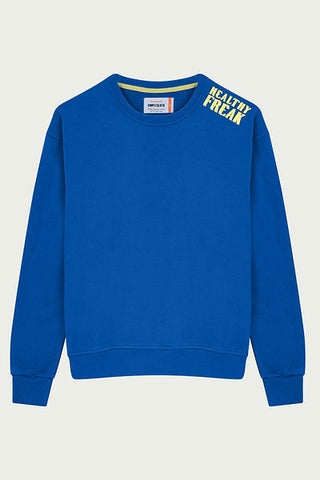 Qsimple Healthy Freak Sax Blue Sweatshirt 100% Organic Cotton