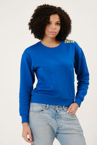 Qsimple Healthy Freak Sax Blue Sweatshirt 100% Organic Cotton