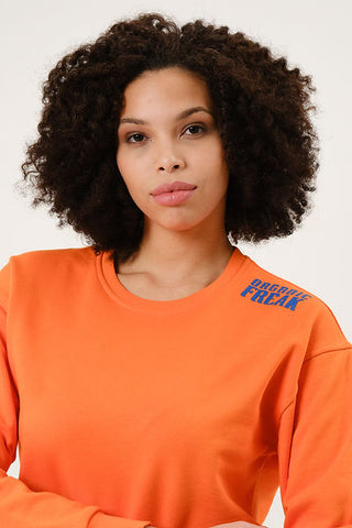 Qsimple Healthy Freak Orange Sweatshirt 100% Organic Cotton