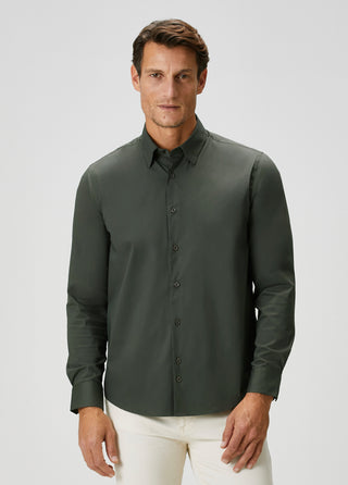 The Strategist | Travel B-Stretch Muscle Fit Gömlek-Dark Green SIMPLEQLOTH