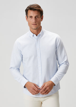 The Investor | Qsimple Muscle Fit Oxford Gömlek-Blue Stripe SIMPLEQLOTH