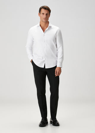 The Leader | Qsimple Muscle Fit İtalyan Yaka - Easy Iron Gömlek – Beyaz SIMPLEQLOTH