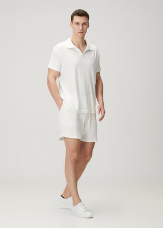 Qsimple Towelling Luxe Modal Beyaz Muscle Up Fit Polo T-Shirts