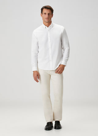 The Investor | Qsimple Muscle Fit Oxford Gömlek-Beyaz SIMPLEQLOTH