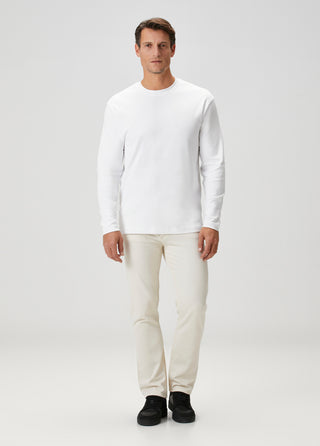 Oslo | Uzun Kollu Tişört – Premium Interlok Qsimple Muscle Up Fit - Beyaz SIMPLEQLOTH