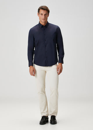 The Strategist | Travel B-Stretch Muscle Fit Gömlek-Koyu Lacivert SIMPLEQLOTH