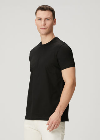 Paris | Lüks Merserize Pamuk Tişört Qsimple Muscle Up Fit-Siyah SIMPLEQLOTH