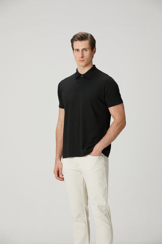 Monaco | Polo Kısa Kollu – Qsimple Muscle Up Fit T-shirt - Siyah
