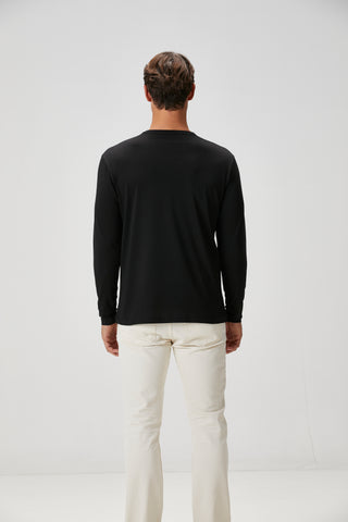 Siena | Uzun Kollu – Qsimple Muscle Fit Bisiklet Yaka Tişört - Siyah My Store