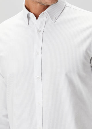 The Investor | Qsimple Muscle Fit Oxford Gömlek-Grey Stripe SIMPLEQLOTH