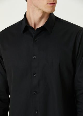 Qsimple Dark Navy Blue Crew Neck Modal Men's T-shirt