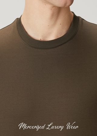 Paris | Lüks Merserize Pamuk Tişört Qsimple Muscle Up Fit-Kahverengi SIMPLEQLOTH