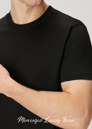 Paris | Lüks Merserize Pamuk Tişört Qsimple Muscle Up Fit-Siyah SIMPLEQLOTH