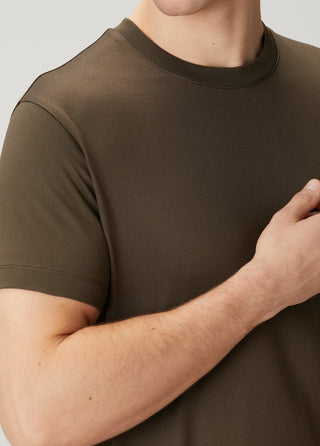 Paris | Lüks Merserize Pamuk Tişört Qsimple Muscle Up Fit-Kahverengi SIMPLEQLOTH