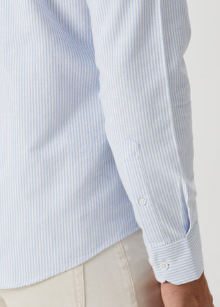 The Investor | Qsimple Muscle Fit Oxford Gömlek-Blue Stripe SIMPLEQLOTH