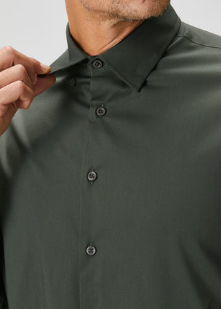 The Strategist | Travel B-Stretch Muscle Fit Gömlek-Dark Green SIMPLEQLOTH