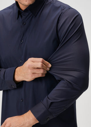 The Strategist | Travel B-Stretch Muscle Fit Gömlek-Koyu Lacivert SIMPLEQLOTH