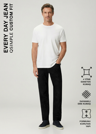Qsimple Power Stretch Jean | 4 Yönlü Esnek Kumaş — Black Black SIMPLEQLOTH