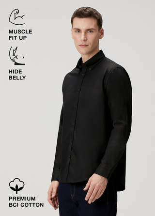 Qsimple Dark Navy Blue Crew Neck Modal Men's T-shirt