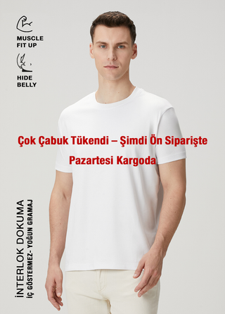 Qsimple Premium Interlock – Muscle Up Fit White T-Shirt