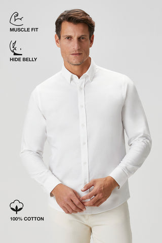 The Investor | Qsimple Muscle Fit Oxford Gömlek-Beyaz SIMPLEQLOTH