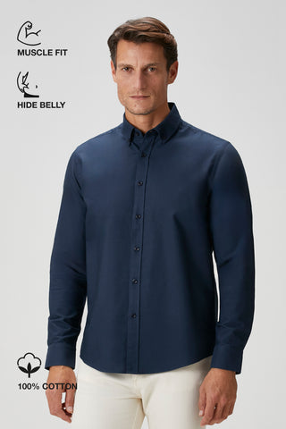 The Investor | Qsimple Muscle Fit Oxford Gömlek-Koyu Lacivert SIMPLEQLOTH