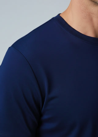 Cappadocia | Brushed Rayon Fluid - Ribana Yaka - Qsimple Muscle Fit Hide Belly Tshirt - Dark Navy SIMPLEQLOTH