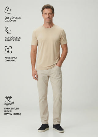 Cappadocia | Brushed Rayon Fluid - Qsimple Muscle Fit Hide Belly Tshirt -Han Rock SIMPLEQLOTH