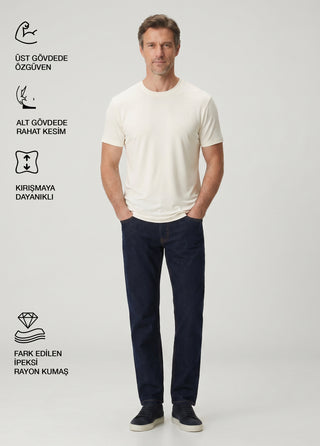 Cappadocia | Brushed Rayon Fluid - Qsimple Muscle Fit Hide Belly Tshirt - Off-White SIMPLEQLOTH