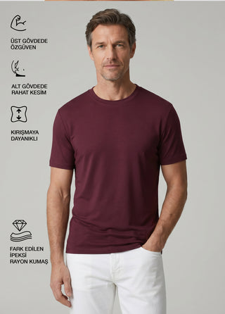 Cappadocia | Brushed Rayon Fluid - Qsimple Muscle Fit Hide Belly Tshirt - Lav SIMPLEQLOTH