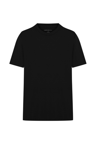 Cappadocia | Brushed Rayon Fluid - Qsimple Muscle Fit Hide Belly Tshirt - Volcanic Black SIMPLEQLOTH