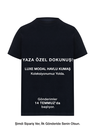 Qsimple Towelling Luxe Modal Lacivert Muscle Up Fit T-Shirts